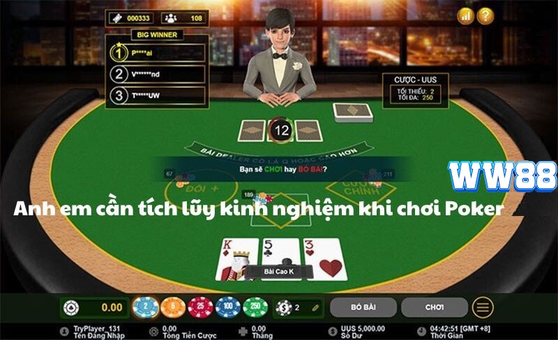 Game bài Poker tại WW88: Mẹo chơi hấp dẫn cho lính mới 5 Poker 3 lá W88